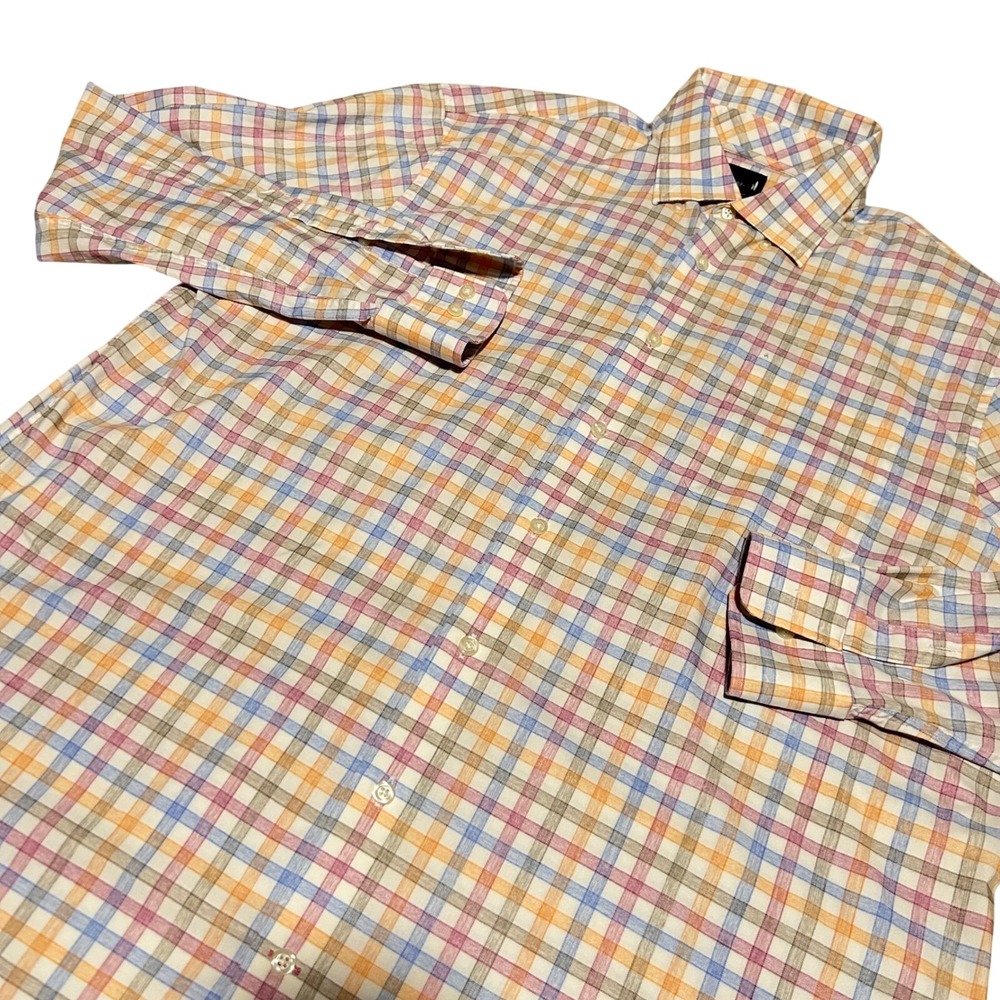 Johnnie-O Performance Mens XL Multicolor Plaid Long Sleeve Button Down Bamboo